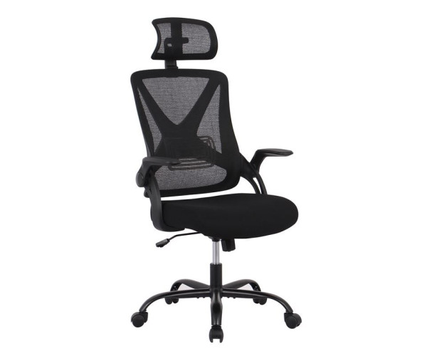 CF2040 Πολυθρόνα Γραφείου Διευθυντή - Ύφασμα & Mesh Μαύρο, Μεταλλική KD βάση Αντιγραφή